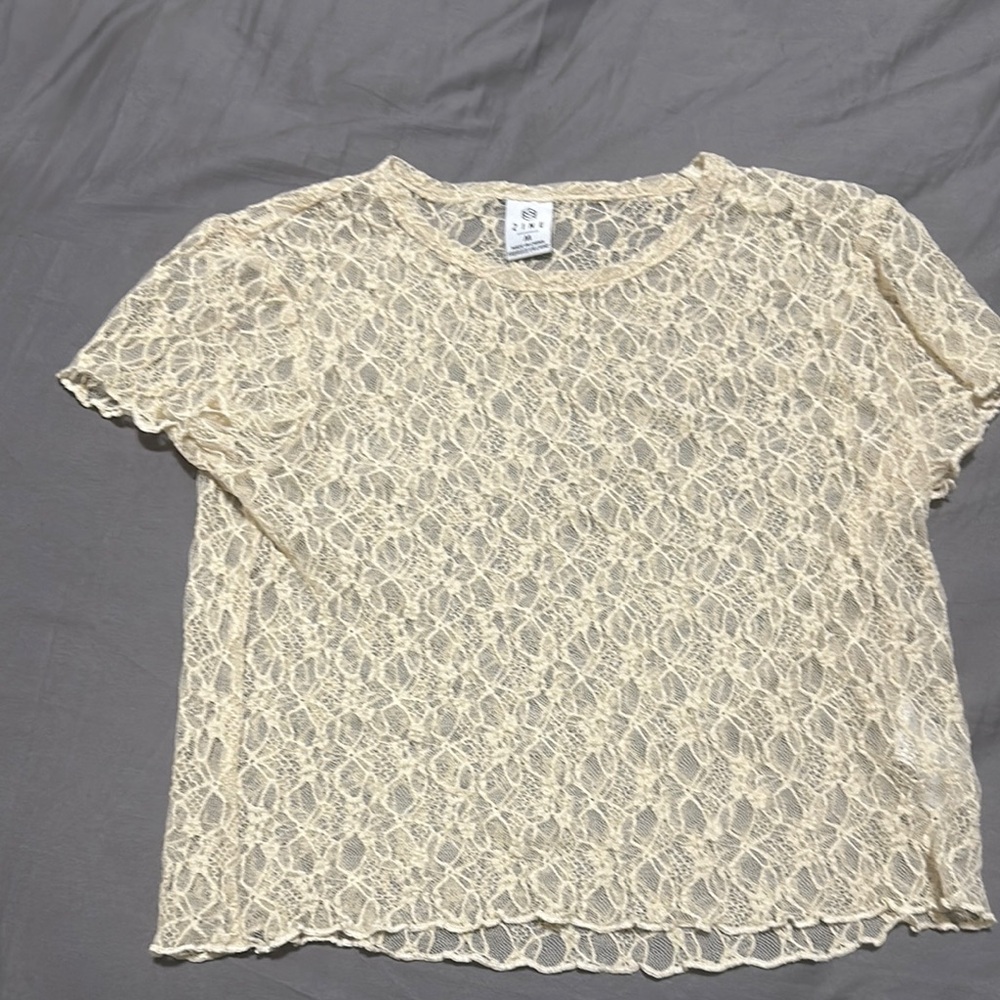 Zumiez Cream Cropped Boxy Blouse